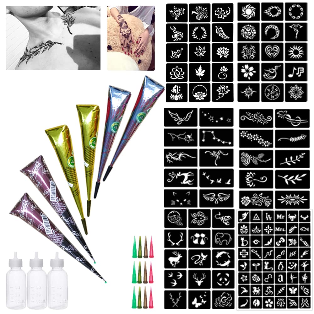 Buy 6 Pcs 3 Color Natrual India Body Art Painting Temporary Tattoo Kit