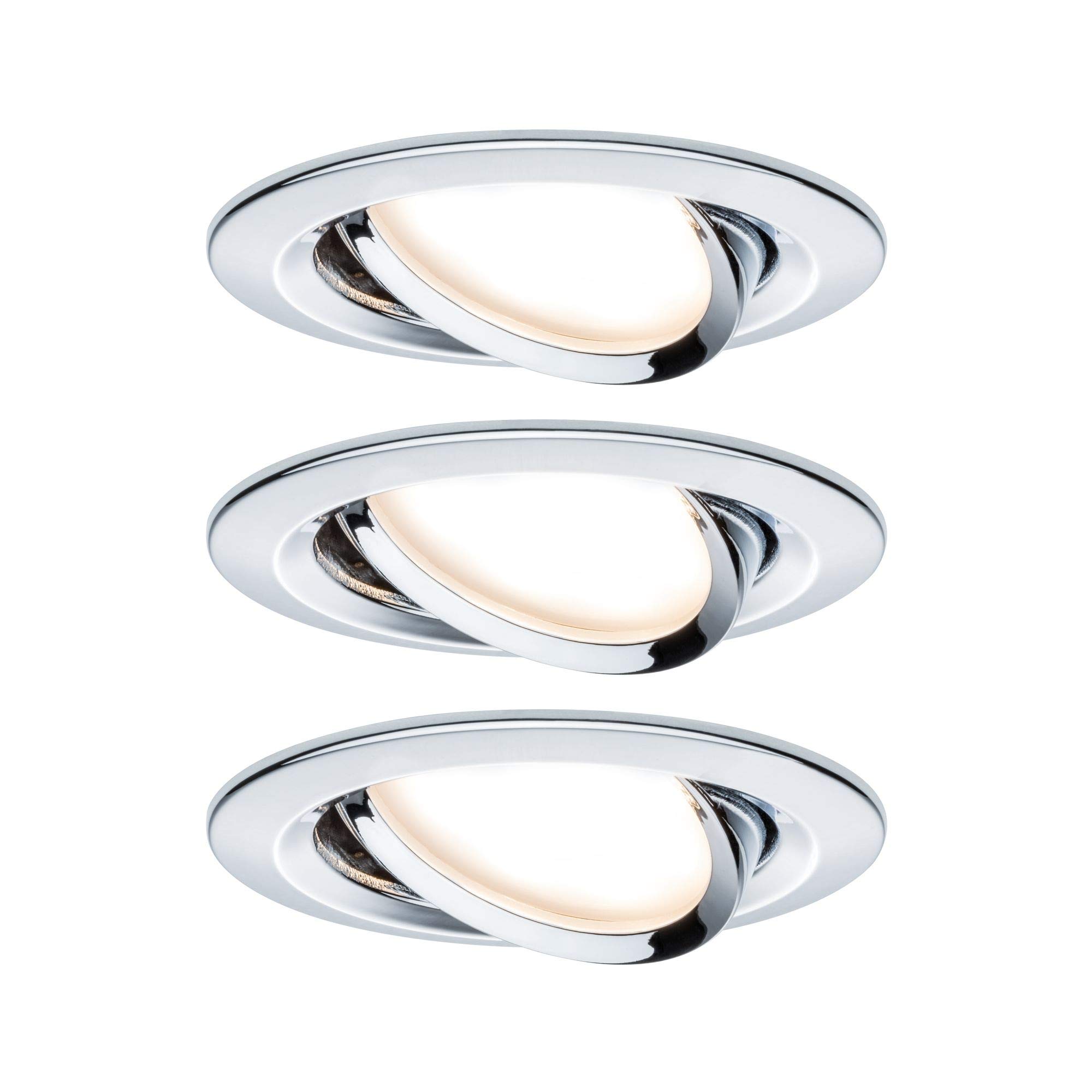 Paulmann 93880 Premium Recessed Light Set Coin Slim dimmable Round swiveling LED 3x6.8W 2700K 230V 51mm chr/alu, Aluminium zinc, 6.8 W, Chrome