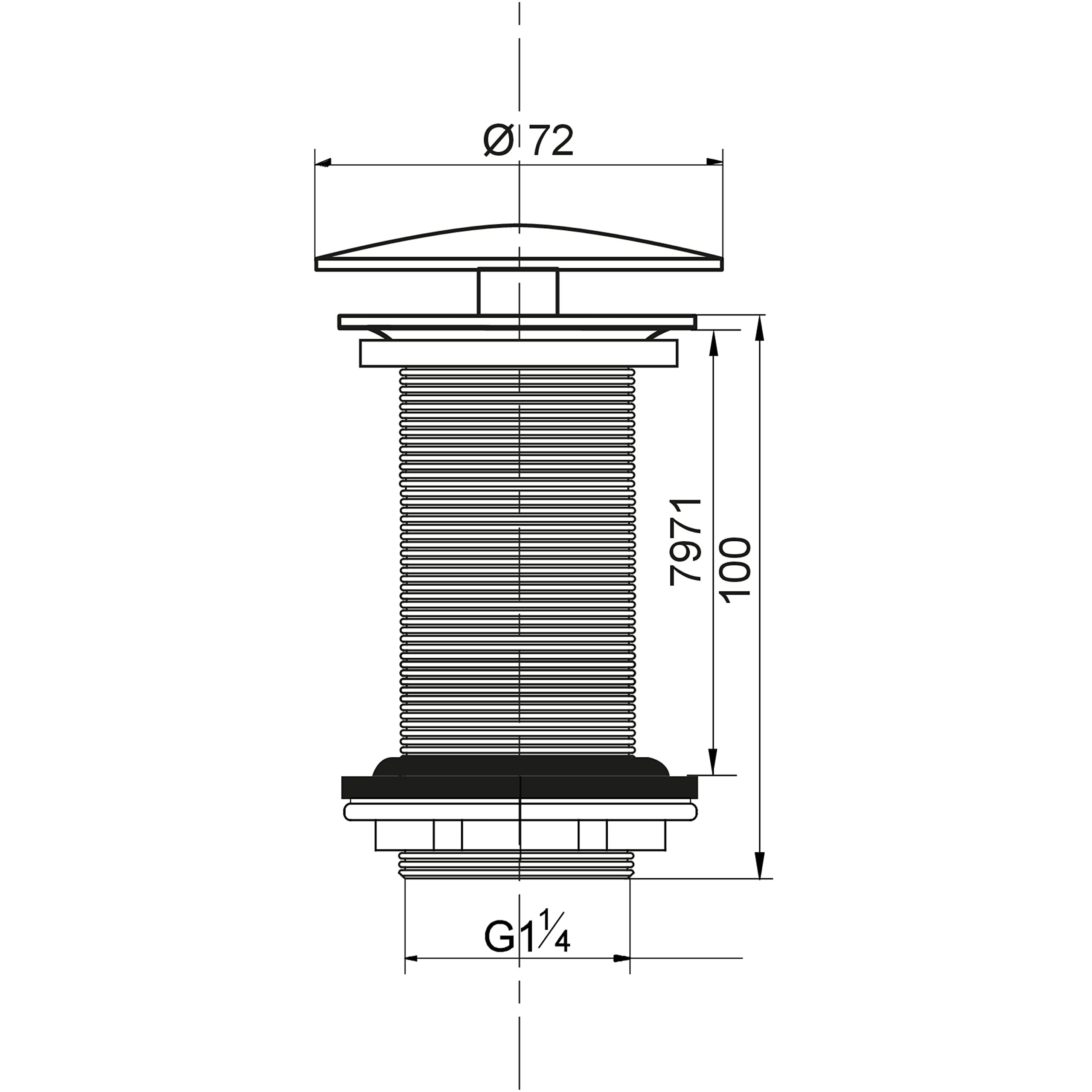 Wirquin 30723425 Bonde de lavabo design à écoulement libre permanent sans corps de bonde, chromé