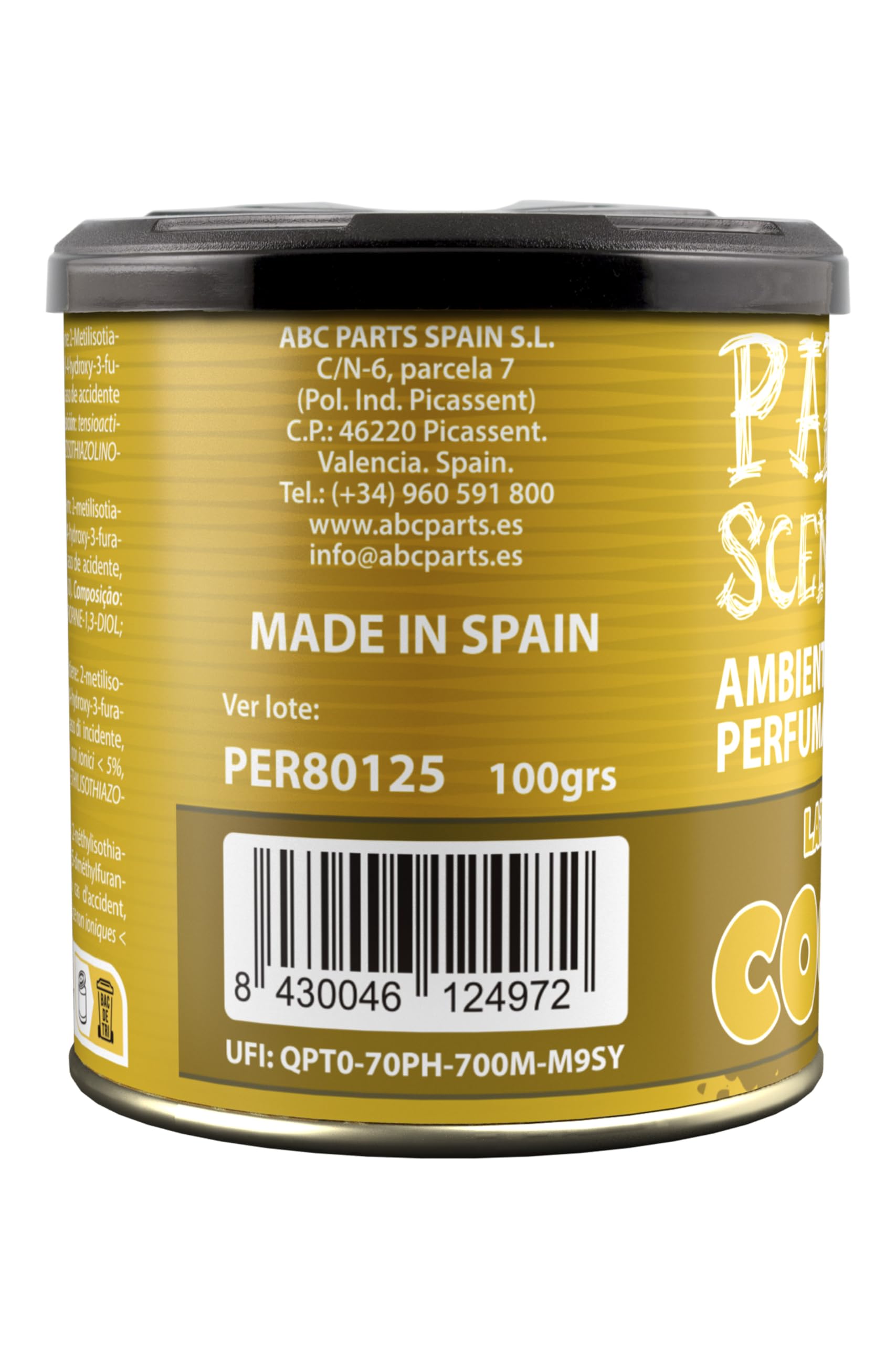 Paradise Scents Paradise PER80125 Perfumador Lata Coco, Color Ocre, 100 gr