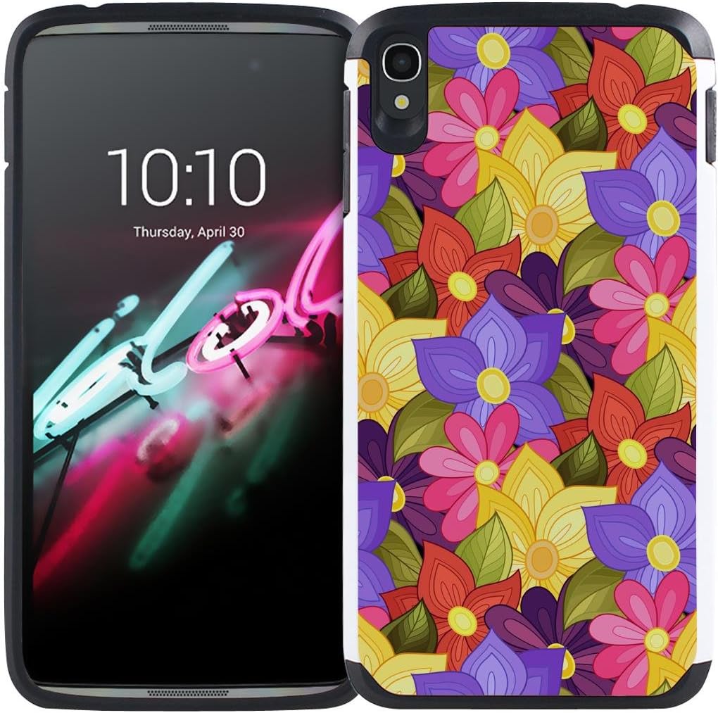 Idol 3 (5.5") Case - Armatus Gear (TM) Slim Hybrid Armor Case Dual Protective Phone Cover for Alcatel One Touch Idol 3 5.5in - Colorful Flower