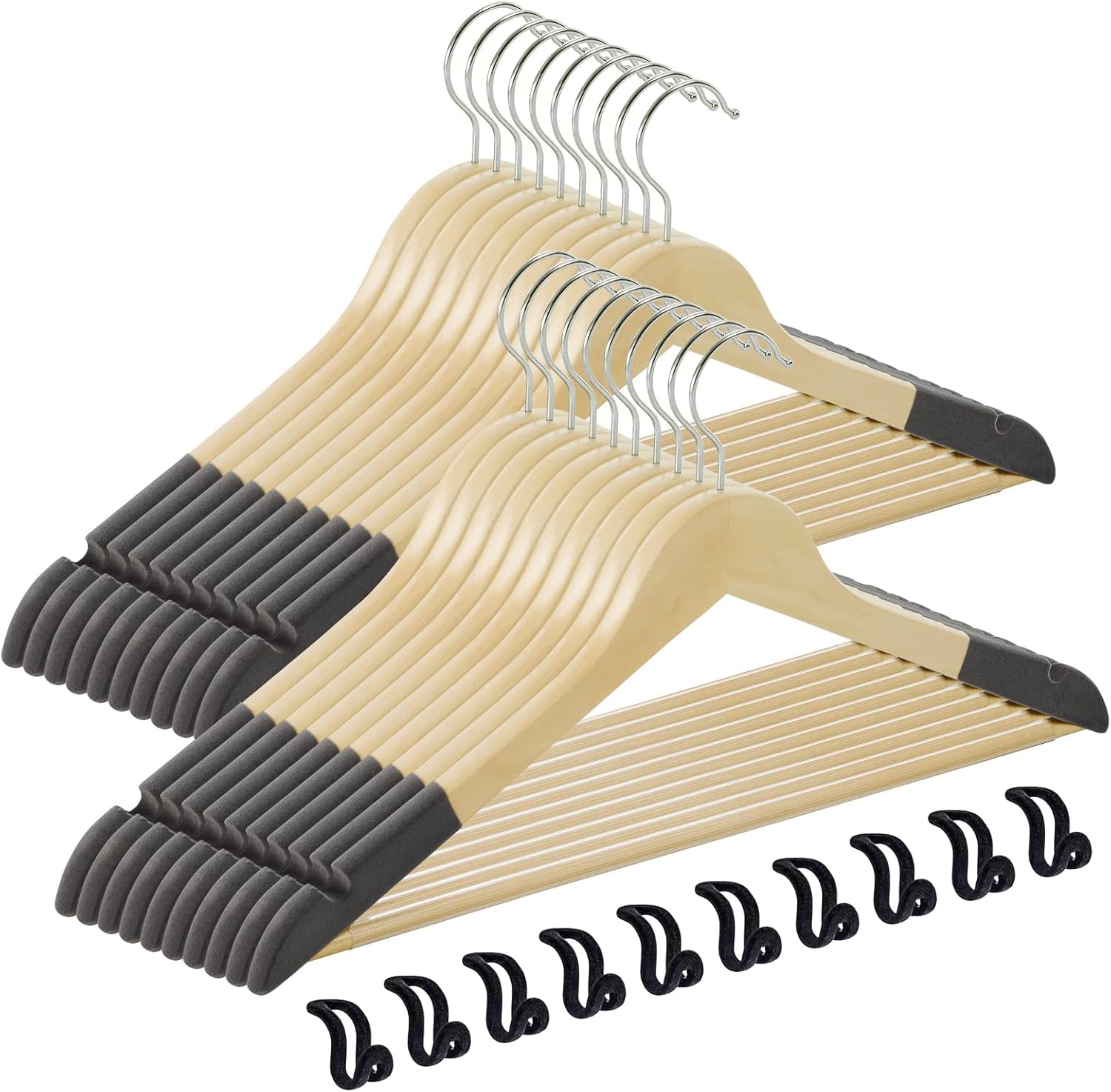 TECHMILLY 20 Pack Velvet Wooden Hangers, Suit Hangers for