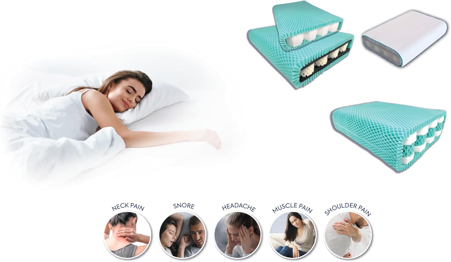 Cooling Pillow, Memory Foam, Anti Aging and Anti Allergic, Coldest, Orthopedic Pillows for Neck Pain, Side Sleepers, Design Patented (1 ml Lavender Oil Gift) (King)