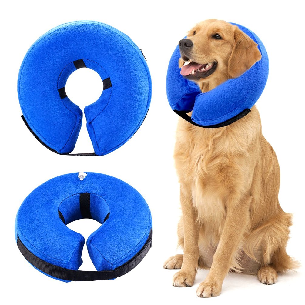 Zunea Collar Hinchable para Perros y Gatos Suave Ajustable y cómodo para la recuperación de Mascotas con Cuello en E para la cirugía y la curación, Evita Que los Perros toquen y se muevan los Gatos S