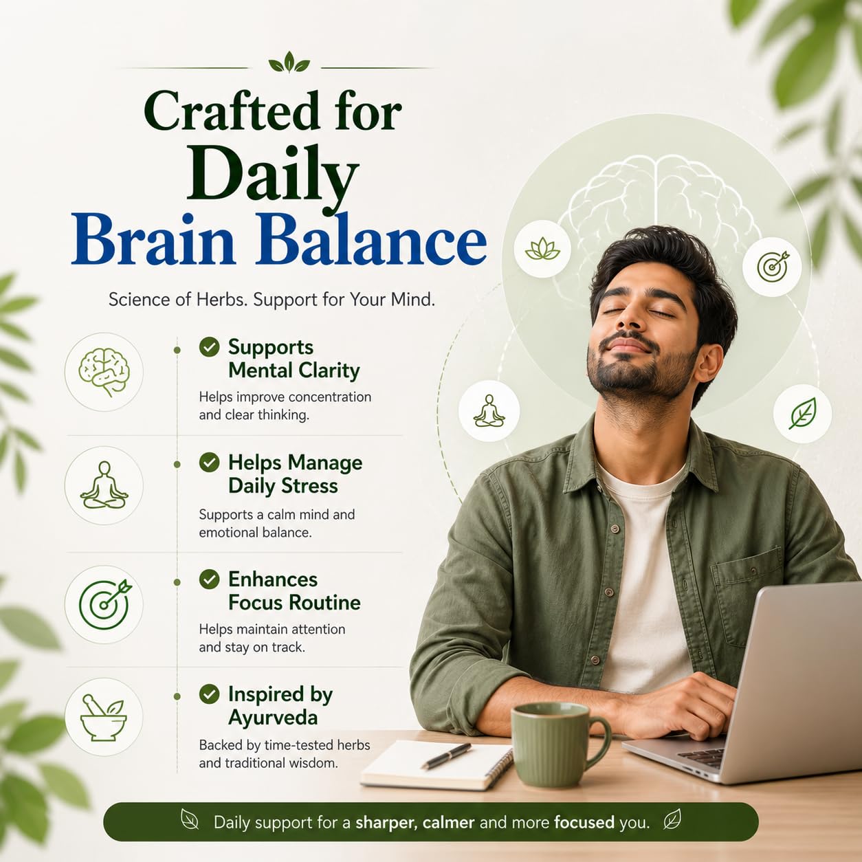 Kindee Ojas Brain Support Capsules with Brahmi, Ashwagandha, Jatamansi & Vacha | Ayurvedic Herbal Formula for Focus & Daily Wellness | 60 Capsules — Amazon image 4