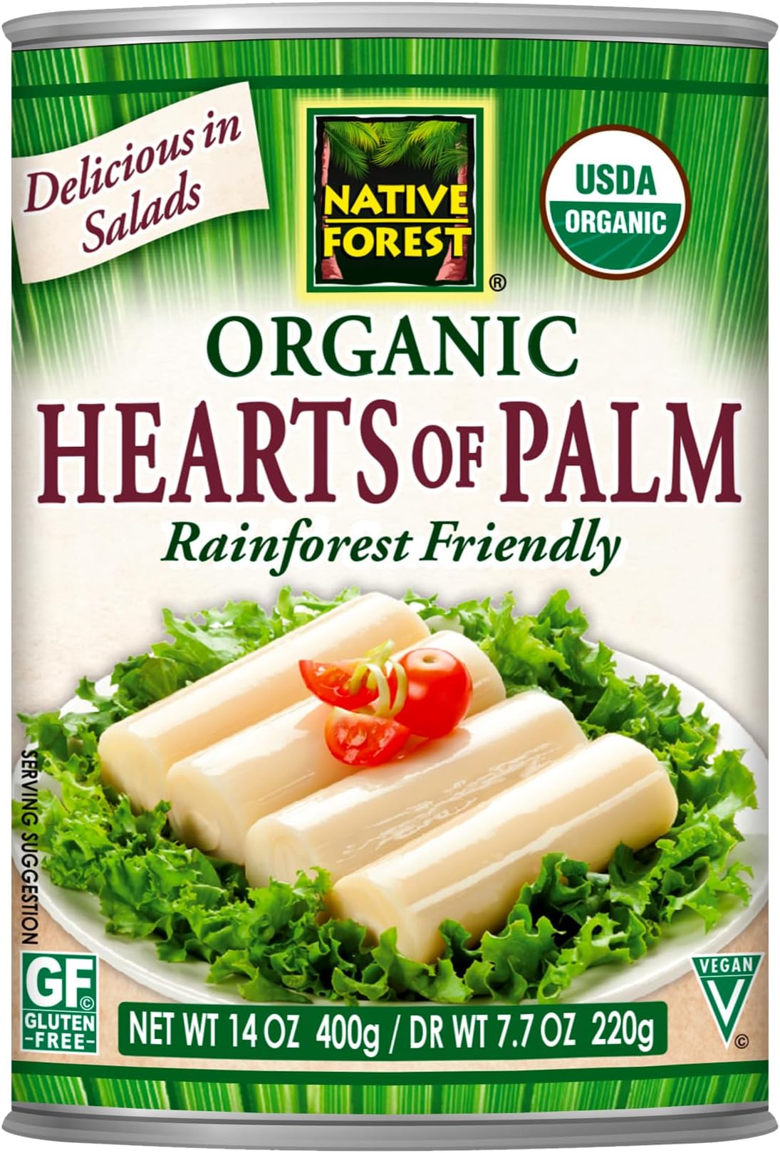 Organic Hearts of Palm - Canned Hearts of Palm, Versatile Ingredient, Low Calorie, Non-GMO, USDA Organic - 7.7 Oz (Pack of 12)