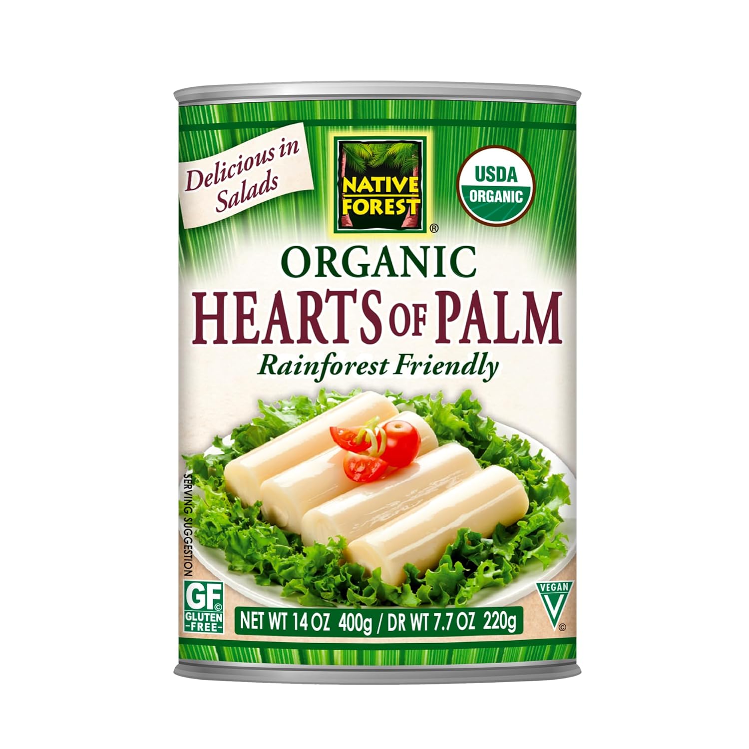 Native Forest Organic Hearts of Palm - Canned Hearts of Palm, Versatile Ingredient, Low Calorie, Non-GMO, USDA Organic - 7.7 Oz (Pack of 12)