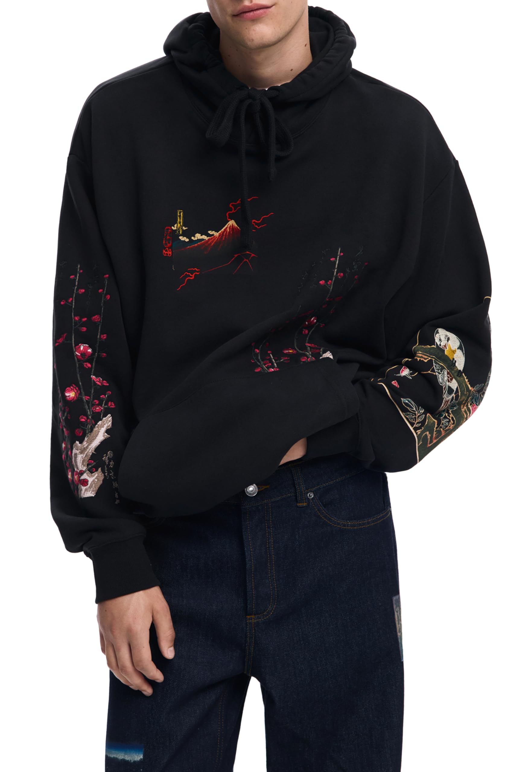 Desigual Herren Schwarz Sweat_postcards, 2000 Xl, Xl