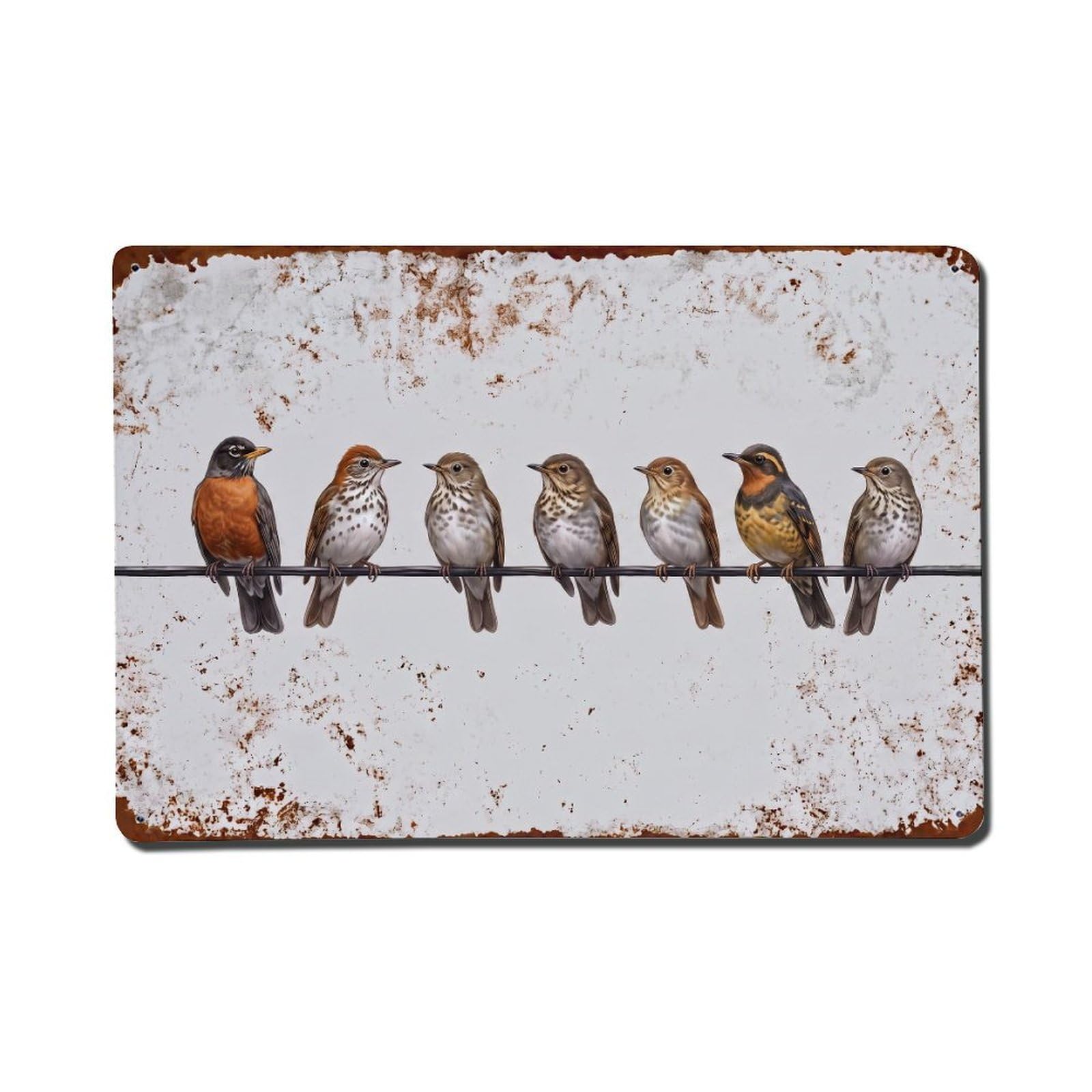 Vintage Retro Birds Thrush Metal Tin Sign