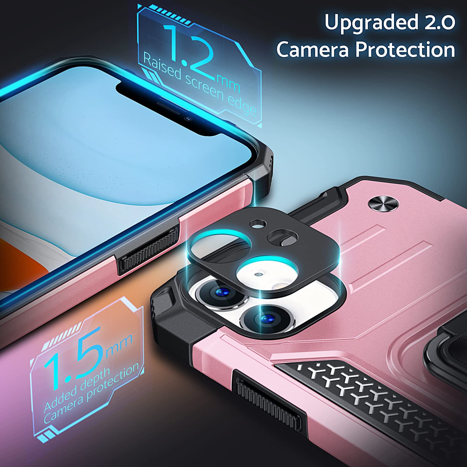 DASFOND Armor Hülle Für IPhone 11 - Militär Schutz Mit 360° Metallring Halter