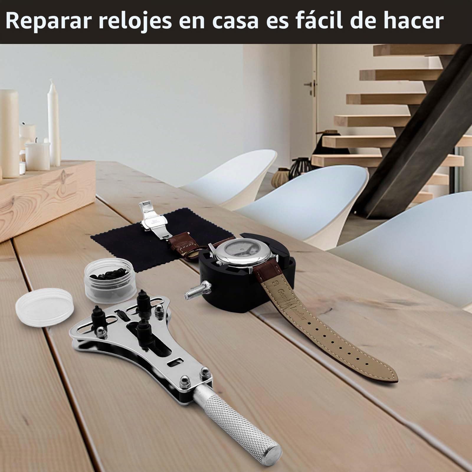 Kit Reparación Relojes, GLDCAPA Kit Profesional de Reemplazo de Baterías de Relojes, Kit de Herramienta de Remoción de Eslabones de Relojes, Juego de Prensa de Relojes con 60pcs de Baterías de Relojes