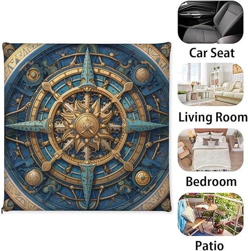 Miniatura 7 de Bardic Cojín para silla, 1 paquete de cojín de espuma viscoelástica con brújula náutica, cojín cuadrado extraíble para silla de cocina, comedor,