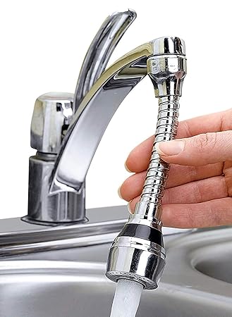 MegaDeal Turbo Flex 360 Flexible Plastic Faucet Sprayer Water Extender (Silver, Universal)