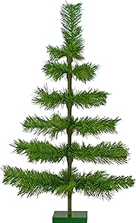 24" Alpine Green Christmas Tree Tinsel Tabletop Artificial Brush Indoor Outdoor Base Stand Included 2FT Tall (Alpine Green)