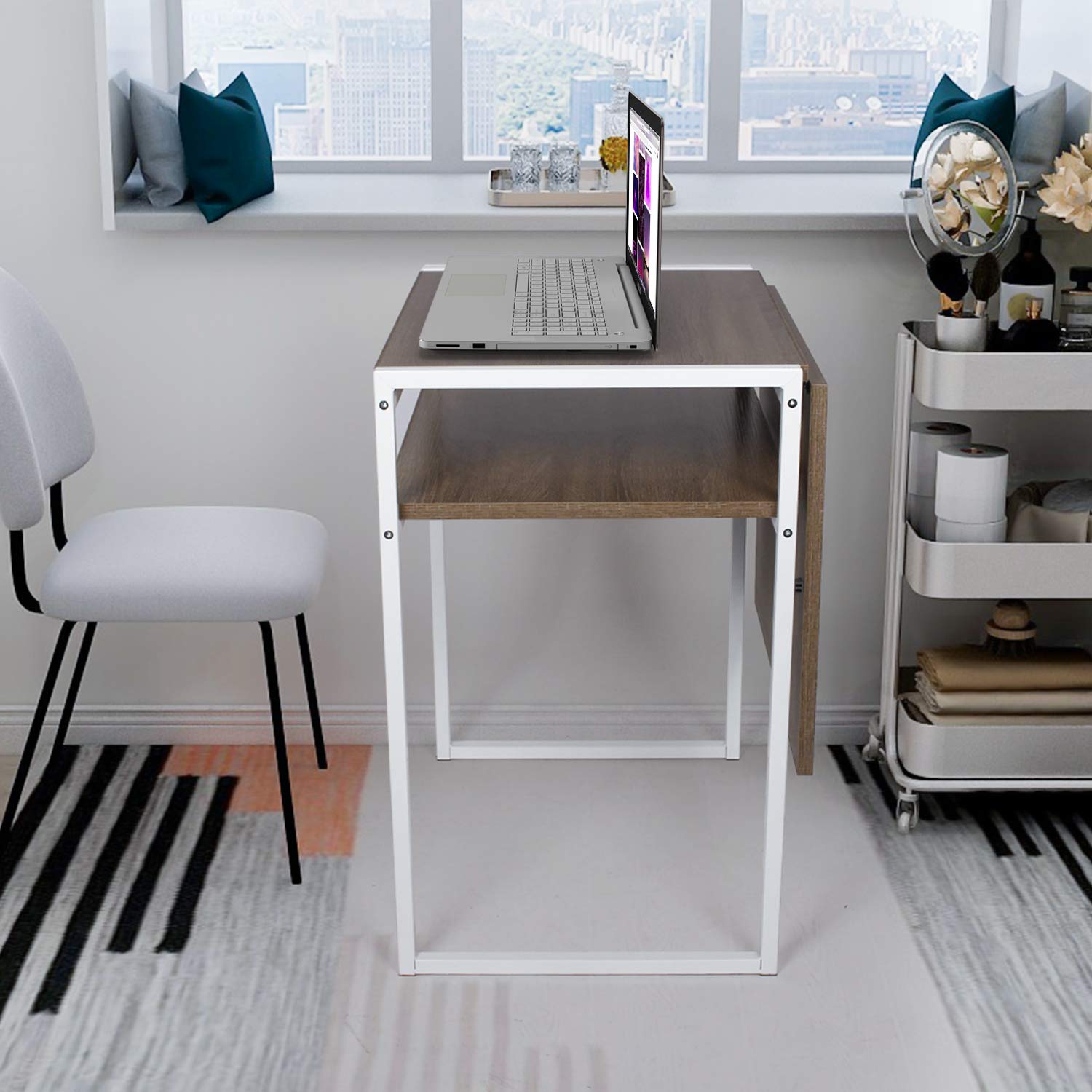 Folding Dining Table, Compact Drop Leaf Table for Small Spaces, Multifunction Expandable Table