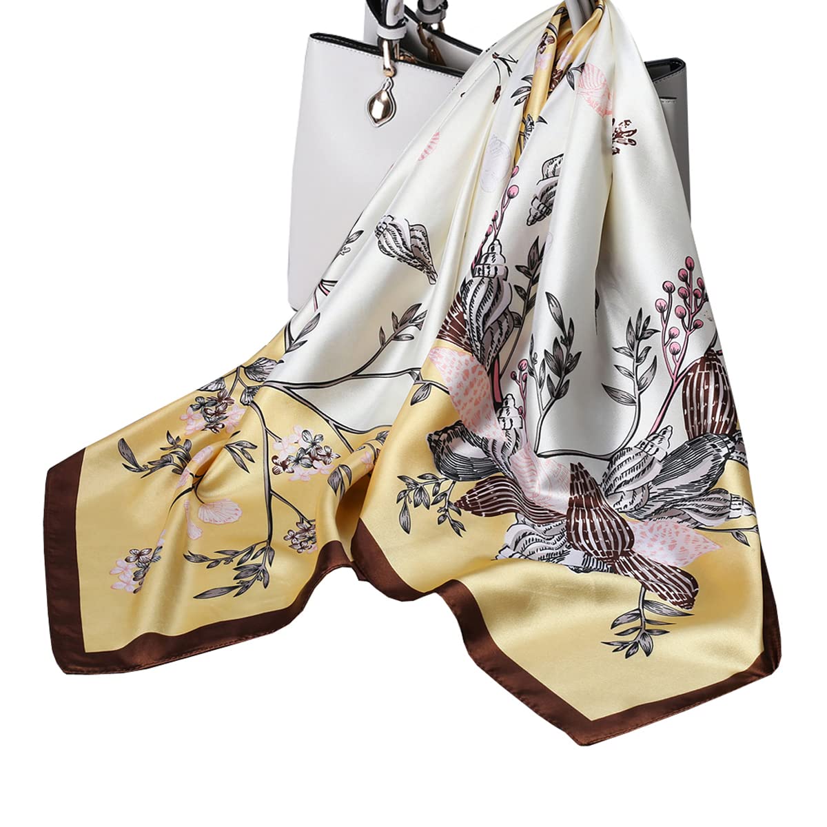 Ecroon Scarf Head Scarves Neckscarf Silk Like Feeling Square Satin Shawl Neckerchief Wraps Women Headscarf Headwrap Ladies Gift