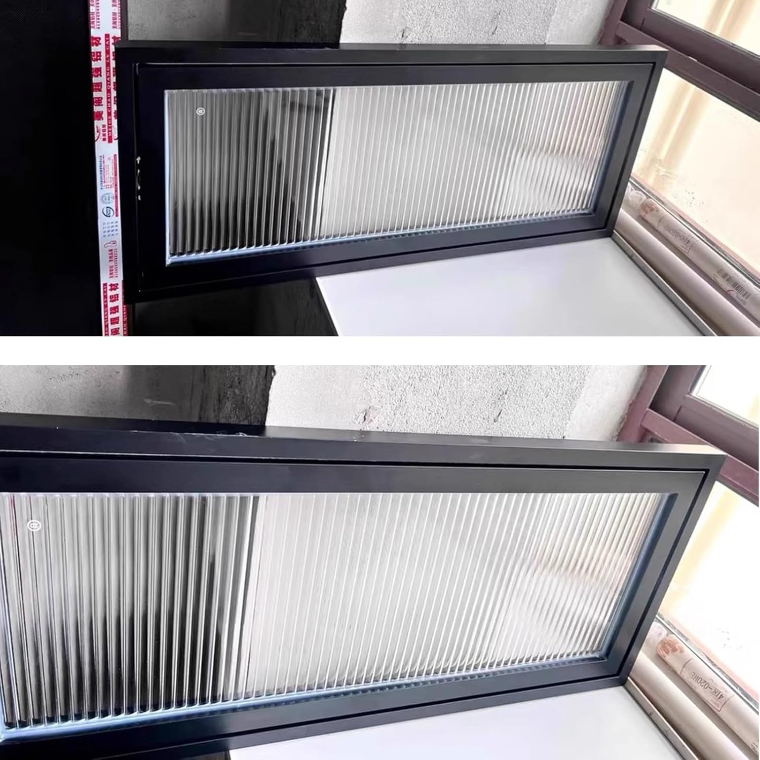 Rotating Kitchen & Bathroom Shed Windows with Metal Handles, Aluminum Frame, Tempered Glass for Privacy & Ventilation, Black, 60x40 cm (23.62x15.74 in),Black,60x40 cm/23.62x15.74 in