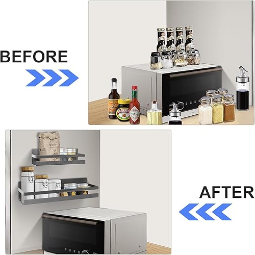 Miniatura 7 de Uten Estante grande para especias para refrigerador, paquete de 2 estantes magnéticos fuertes, organizador de refrigerador movible, ahorro de