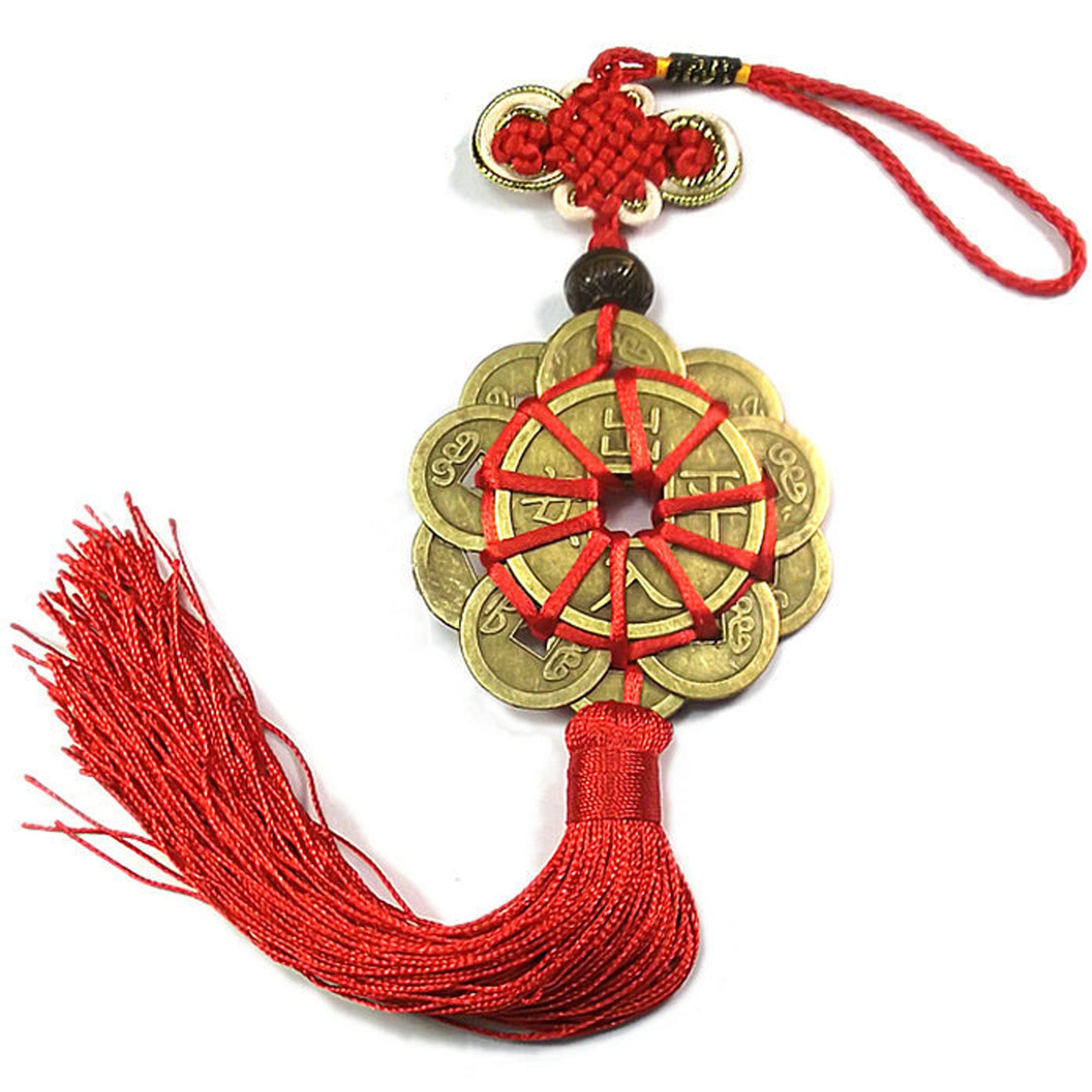 Feng Shui Coins with Red Chinese Wealth Knot, Lucky Charm Lucky Coins for Wealth and Success, Blessing Safe Trip Wherever You Go