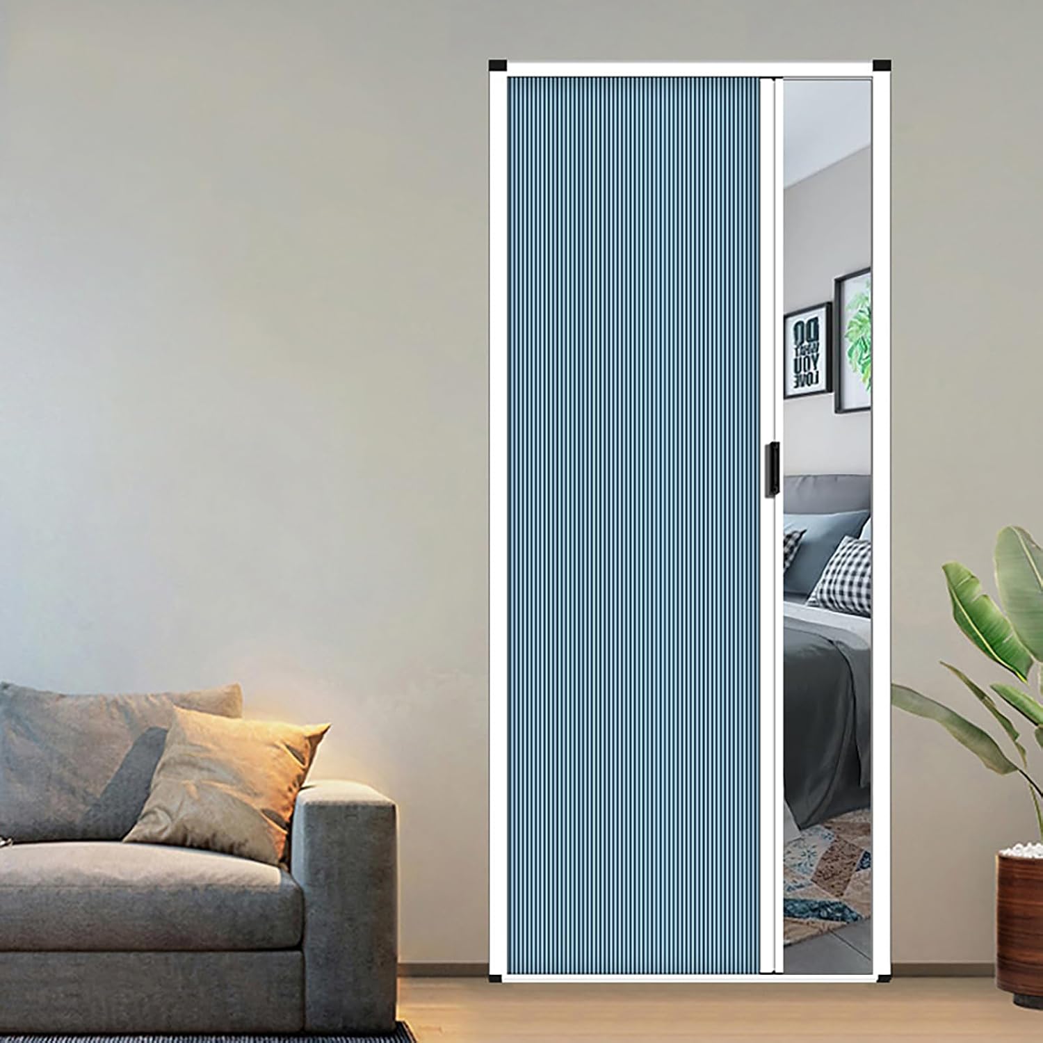 Double Folding Door Folding Door with Frame Folding Doors Interior Doors Accordion Folding Door Sliding Door Complete Set Invisible Folding for Bedroom Bathroom Kitchen Office 145 x