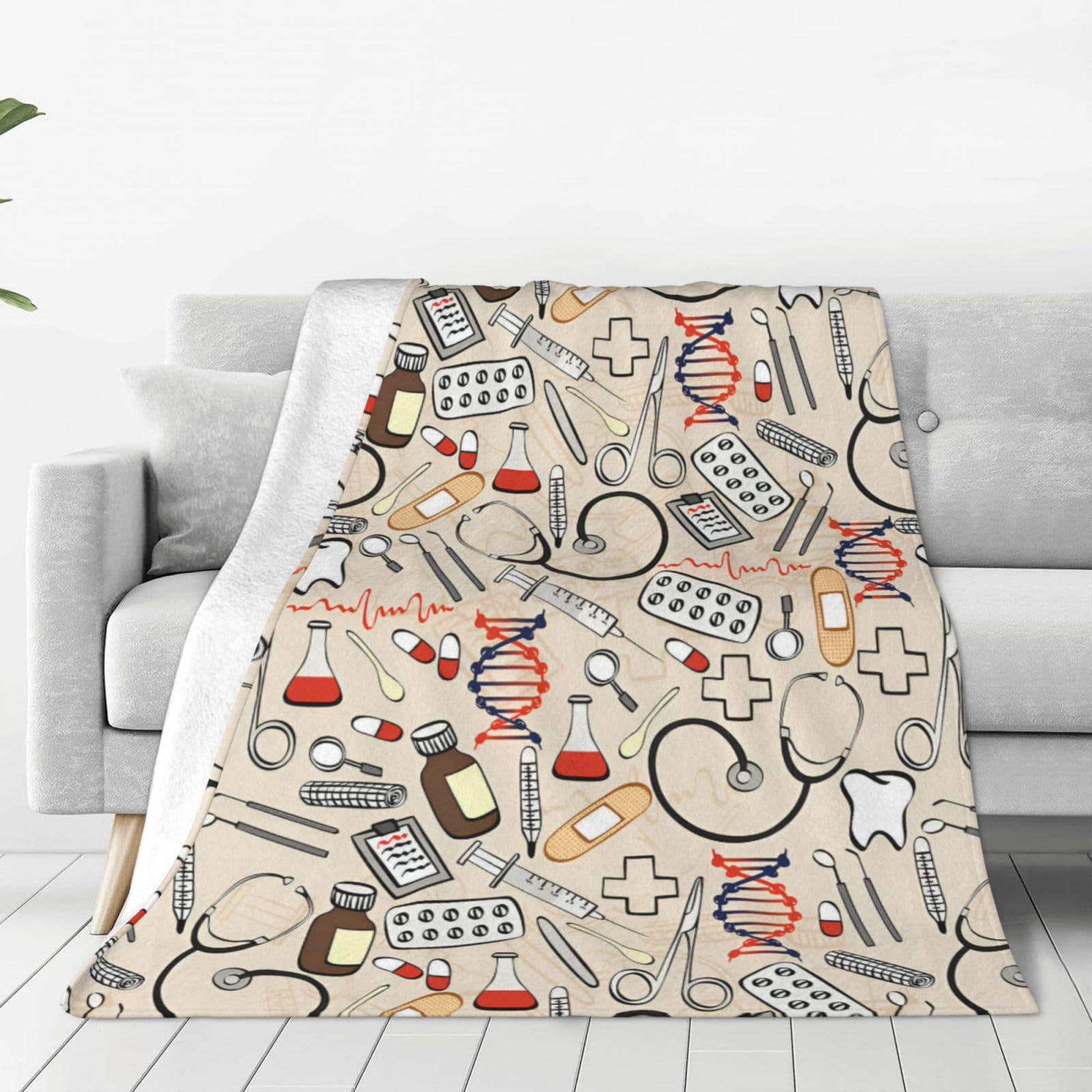 asbwuo Wissenschaft, Medizin und Labor Decke, weiche, leichte Plüsch-Fleecedecke für Bett, Sofa, Couch, Camping und Reisen