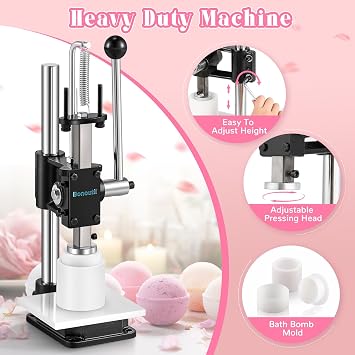 Bath Bomb Press Machine-Heavy Duty Bath Bomb Machine with 4 Molds Set Adjustable Height DIY Soap Press