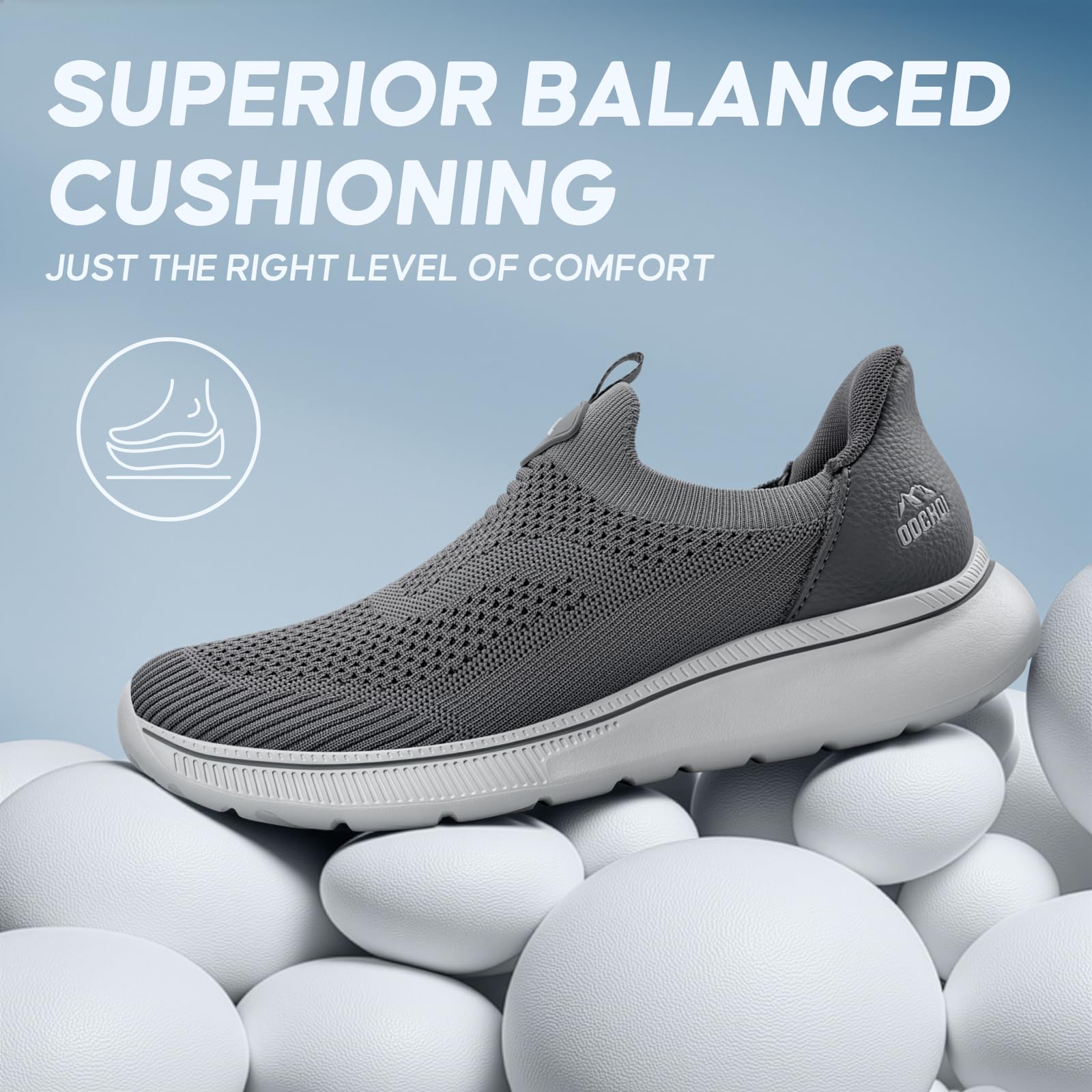 ODCKOI Sneakersy męskie, bez sznurowadeł, wsuwane buty z siateczki, oddychające, lekkie buty do biegania, wygodne buty sportowe, lekkie buty do biegania na świeżym powietrzu, 46 EU