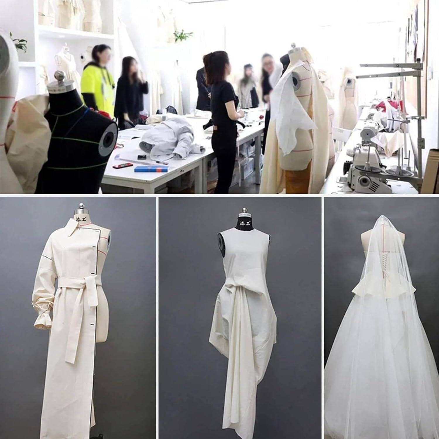 Maniqui Costura Mujer Modista Maniquí Costura con Ruedas,Mujer Forma Vestido,Modelo Maniquí Costurera Totalmente Fijable,Modelo Fabricación Patrones Pantalones 1/3D White 92yards