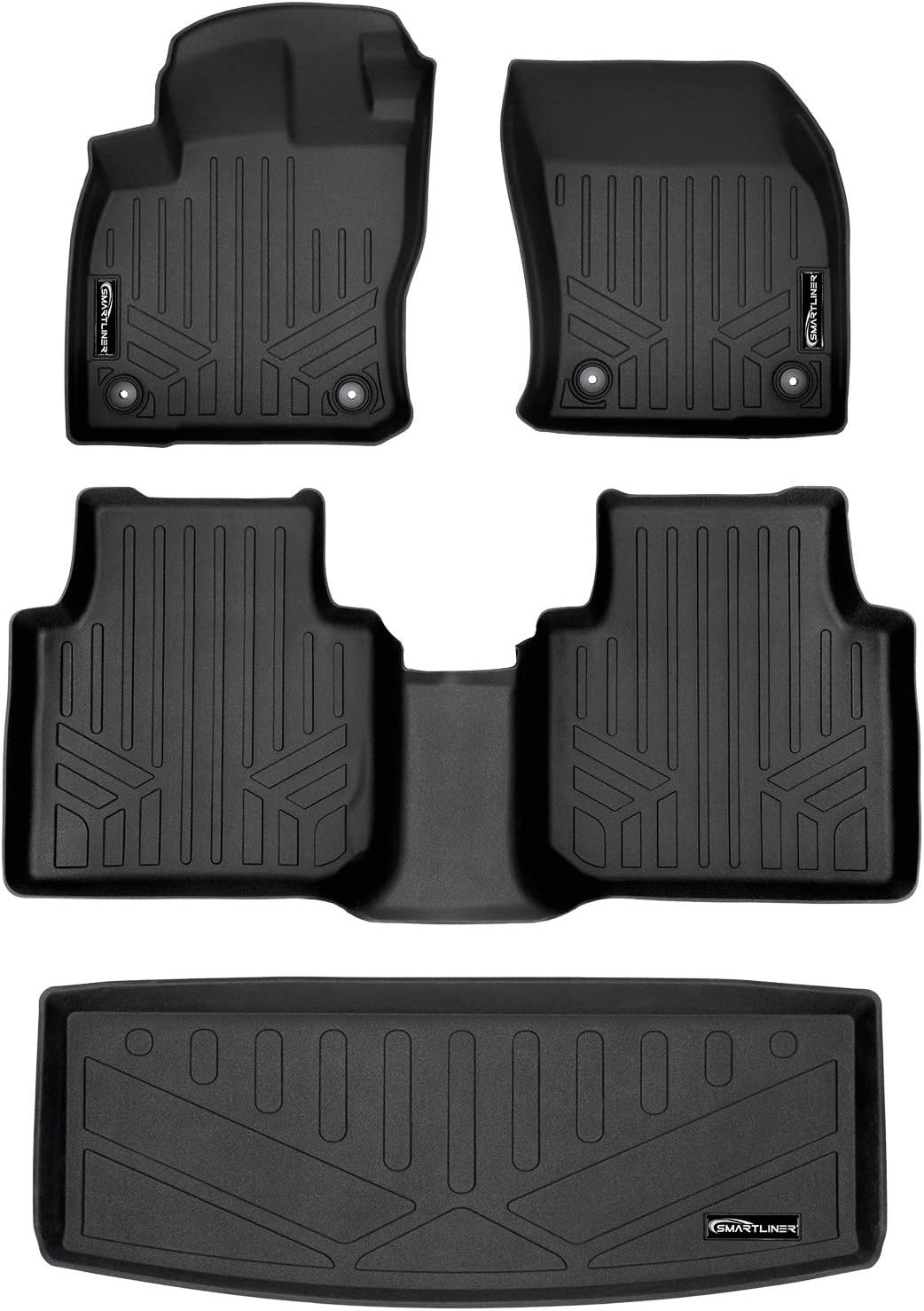 SMARTLINER Custom Fit Floor Mats 2 Rows and Cargo Liner Behind 3rd Row Compatible with 2018-2024 Volkswagen Tiguan