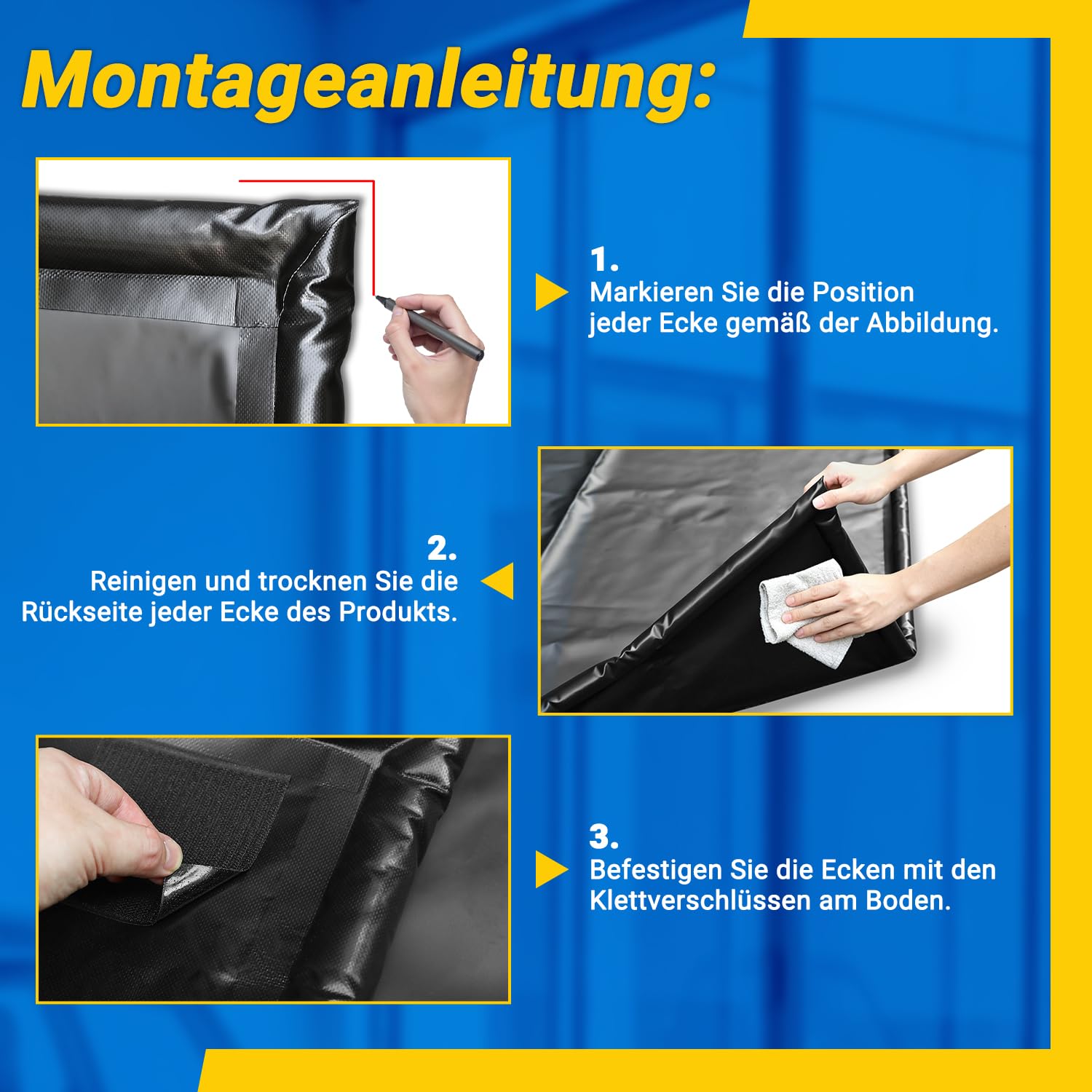 Tapis de sol de garage 240 x 500 cm, tapis d'isolation en PVC avec bord de 3 cm | Antidérapant, imperméable, indéchirable, pour garage, parking, atelier, tapis de lavage, avec curseur à eau et gants inclus