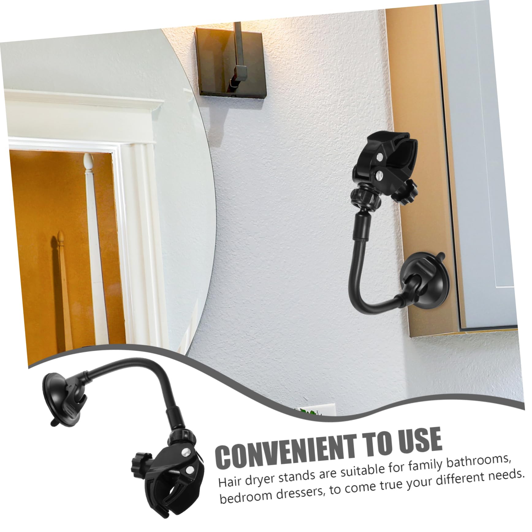 Ipetboom Hands Hair Dryer Holder Multi Use Suction Cup Wall Mount Blow Dryer Shelf for Bathroom Organization Durable and Design Space Saving Hair Tool Storage