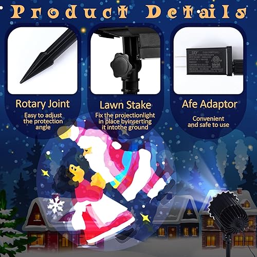 Miniatura 2 de Proyector de luces de Navidad al aire libre, lámpara LED de proyección de pareja de Papá Noel con ángulo ajustable de 65, luces decorativas