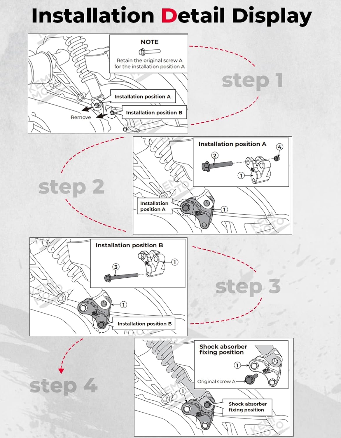 KEMIMOTO Motorcycle Rear Shocks Lowering Kit Compatible with Navi 2022 2023 2024 2025 2026Aluminum Navi 2022+ Lowering Link Kit - 1'',Black