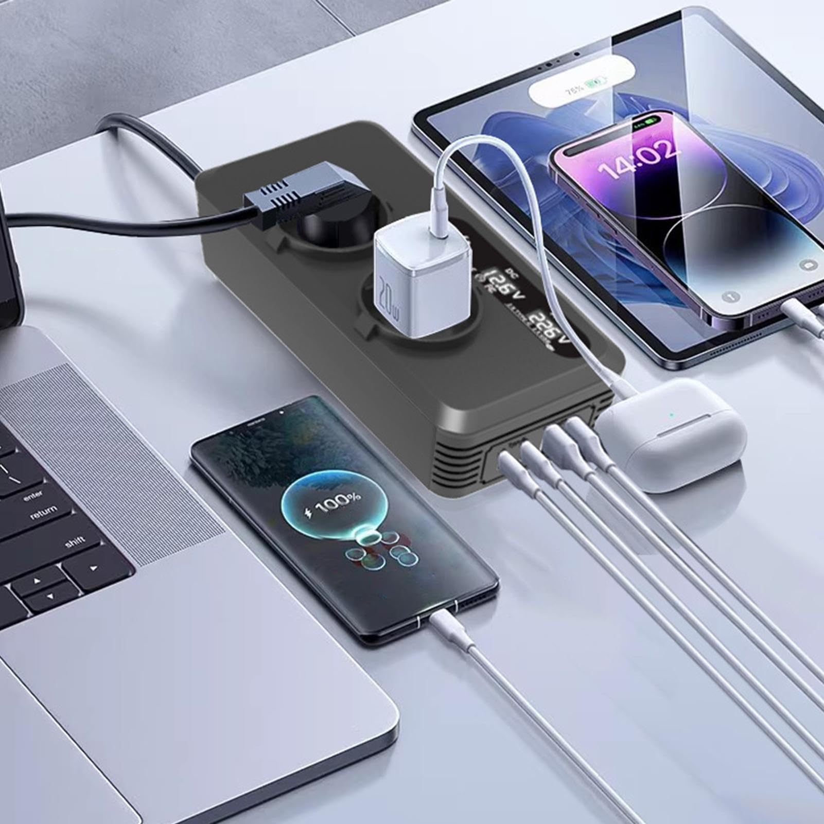 Przetwornica Samochodowa 200W Gniazdo Ładowania Port Akumulatora | Bezpieczny Adapter do Małych Urządzeń i Laptopów