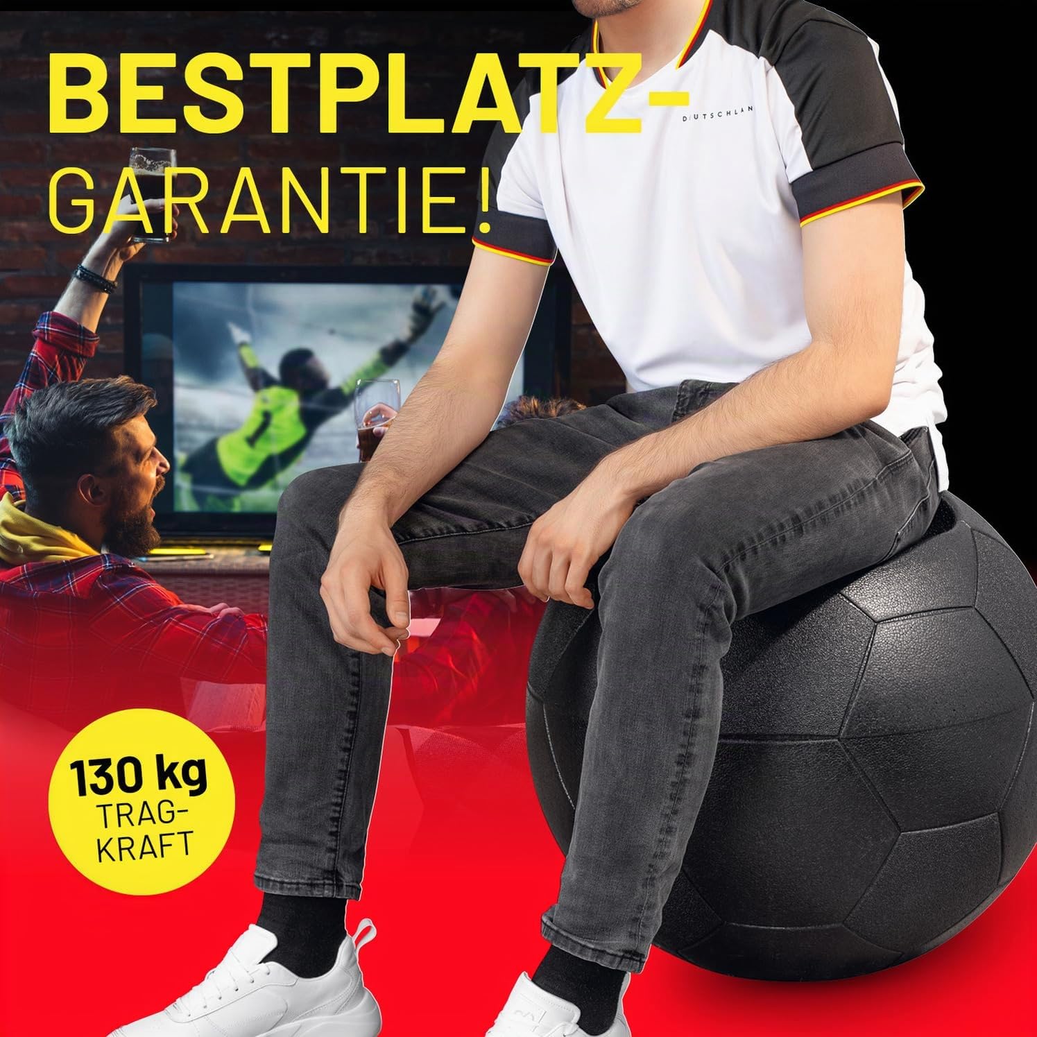 LUMALAND Fußball-Kühlbox mit Sitzfunktion 41 Liter für mehr als einen Bierkasteninhalt, Kühlbox Fußball für in- & Outdoor – ideal für Garten, Balkon, Camping