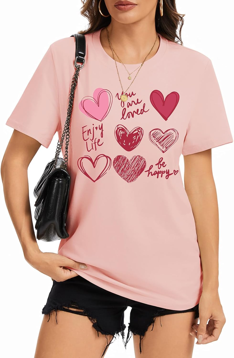 Valentines Shirts for Women Love Heart Graphic Tees Casual Short Sleeve Tops for Wife Girlfriend - Image 7