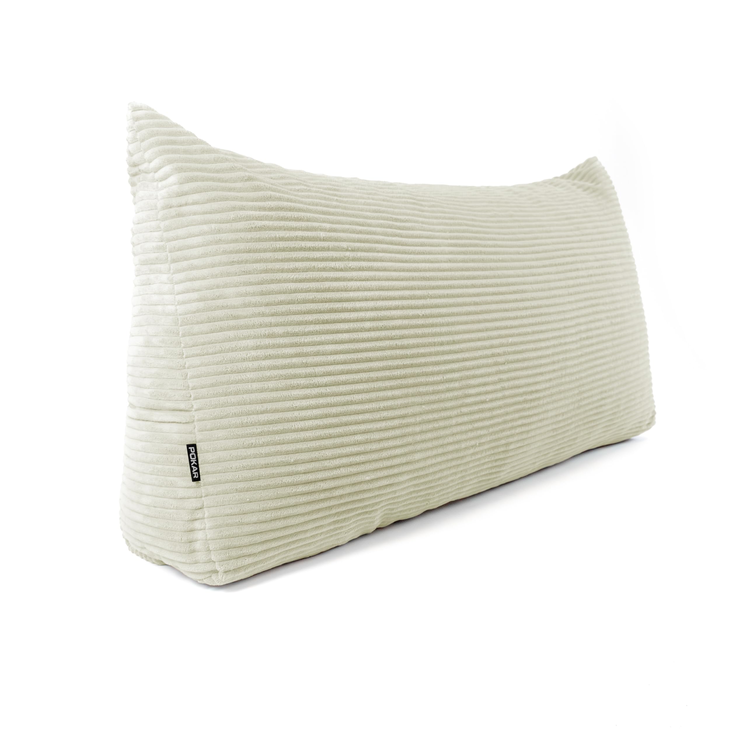 POKAR Wedge Pillow 160x50x20 cm | Reading Pillow with Back Support for Sofa and Bed | Large Backrest Cushion with Side Pockets | Headboard Triangular Cushion | Oeko Tex 100 Certified | Cream