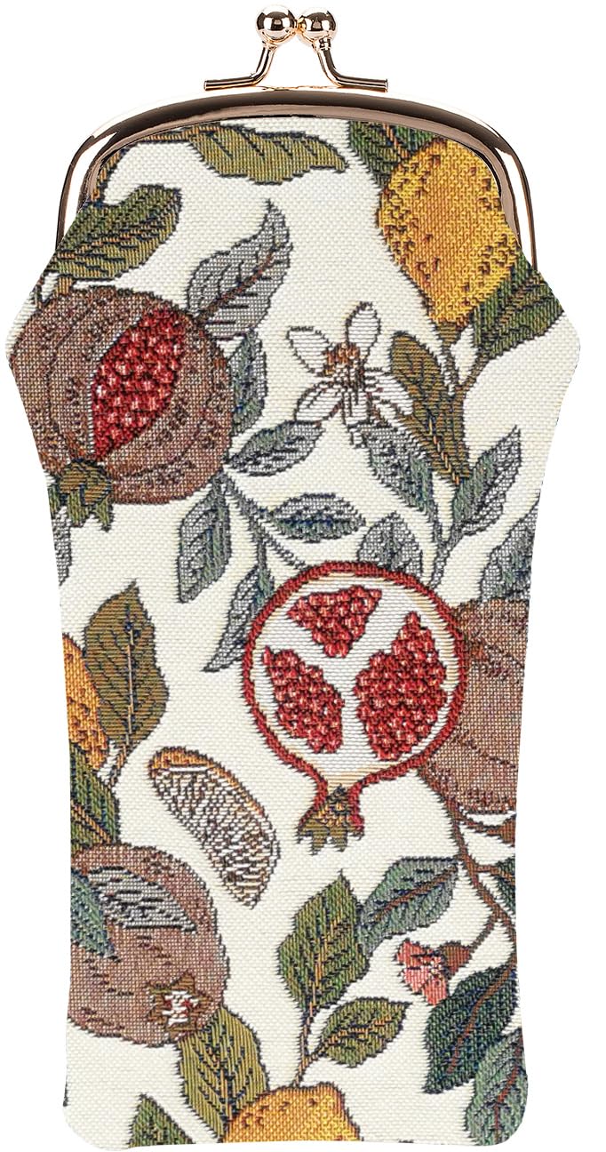 Signare Women's Union Jack Tapestry Glasses Case For Eyeglass Case With Fashion Pattern Design (Pomegranate And Lemon)