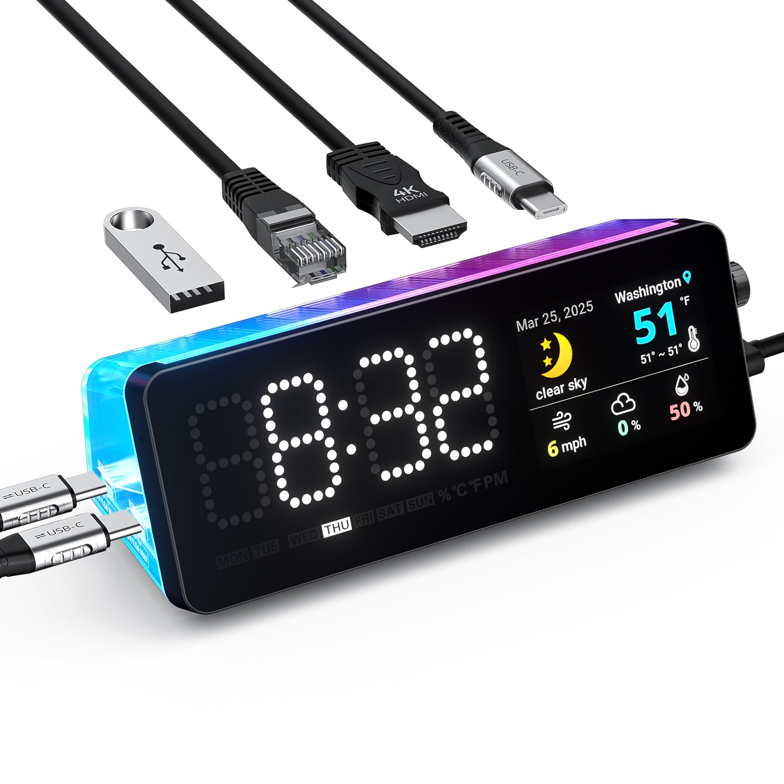 LTC DS071P Docking Station, RGB, HDMI, Nero, con Pannello di Controllo