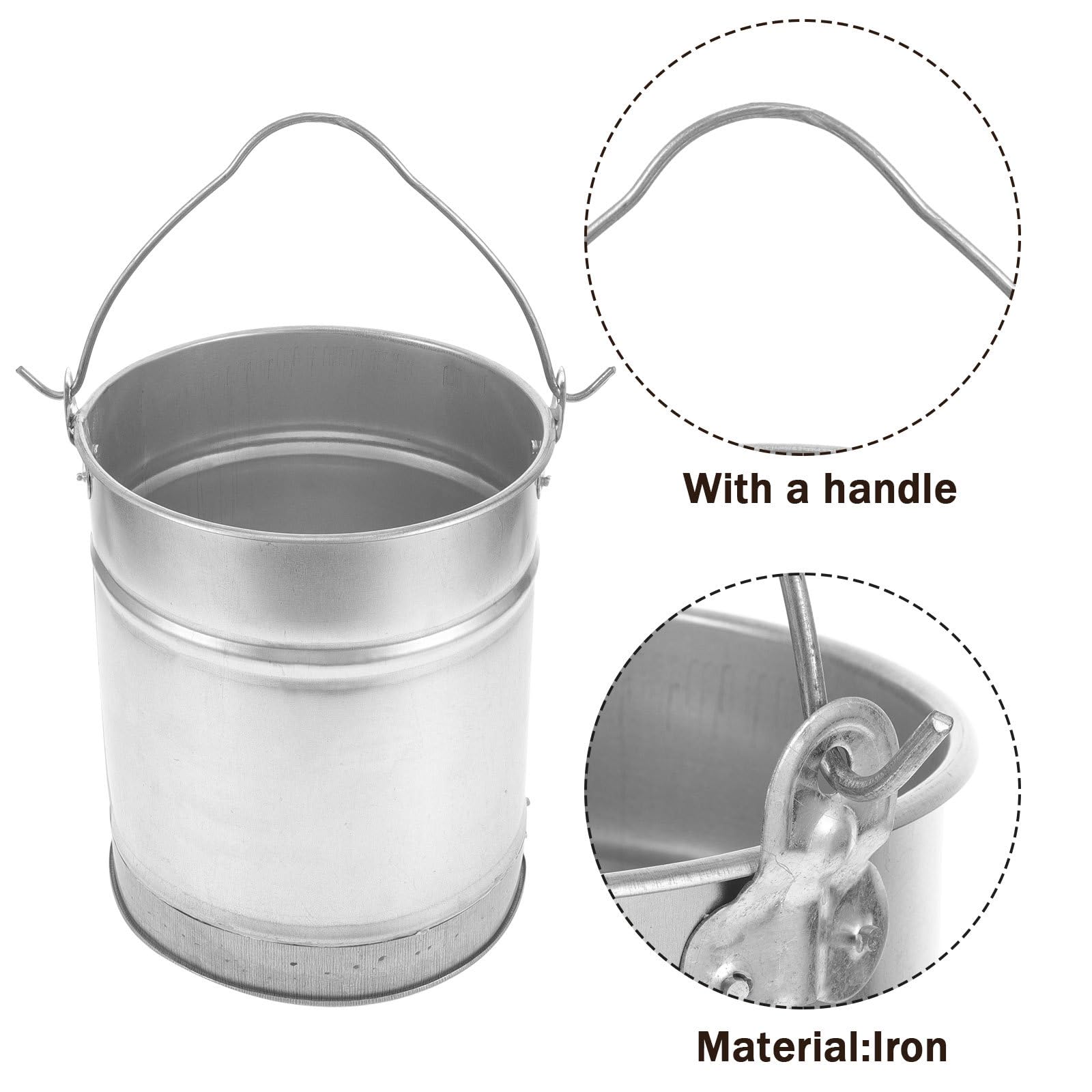 Secchio D'acqua di Ferro Spesso 5l Manico Antiscivolo Secchio Multifunzionale per Uso Domestico, Giardino, Ranch e Pulizie Casa