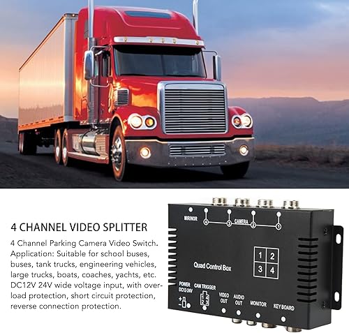 Miniatura 3 de Caja de control de cámara de respaldo, caja de control de divisor de video de 4 canales DC12V 24V Interruptor de imagen Control remoto de alta