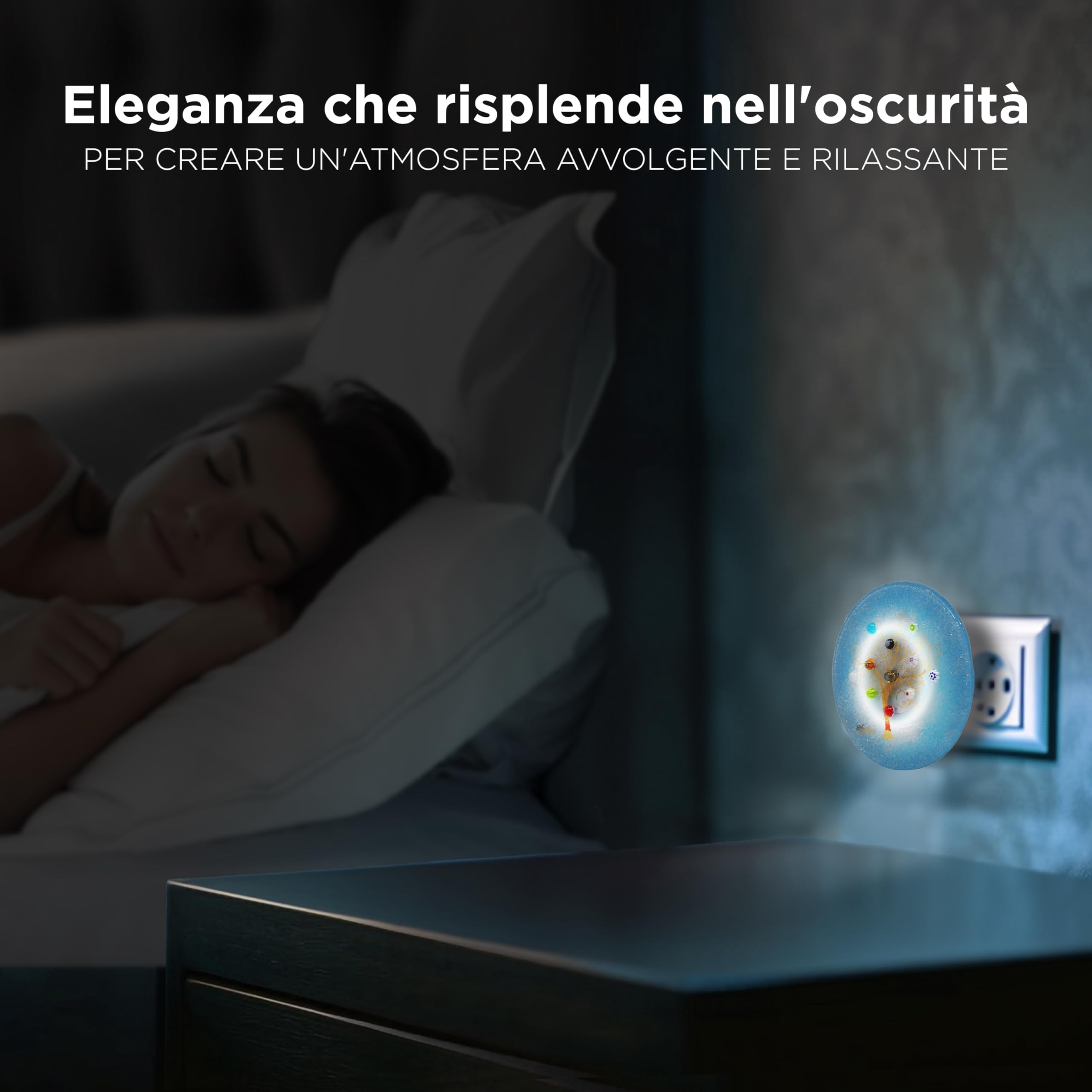 SOSPIRI VENEZIA Luz nocturna para niños de cristal de Murano, sensor inteligente de enchufe, decoración para el hogar, dormitorio, luces LED, iluminación de pared, escaleras, idea de regalo. (Árbol de