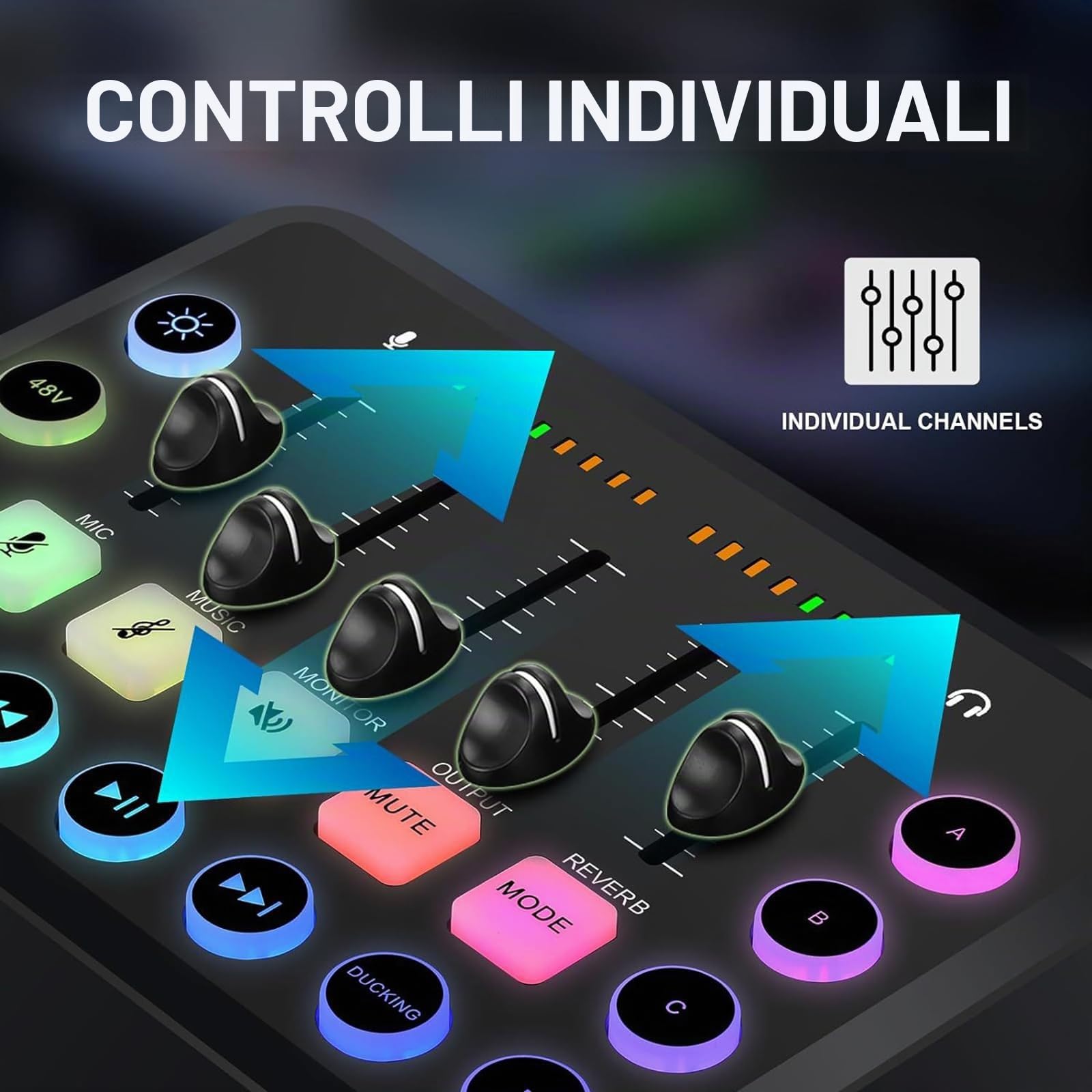 NEWFUN Streaming, audio mixer, Bluetooth, Mixer PC RGB per lo streaming Con registrazione personalizzata, compatibile con diversi sistemi operativi e software