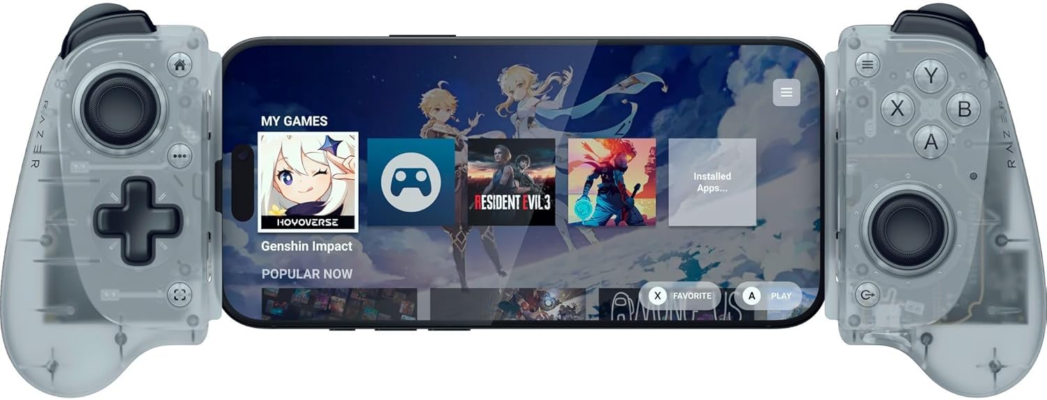 Razer Kishi V3 Gaming Controller for iPhone 15, 16, 17 Series & Android: TMR Thumbsticks - Dual Back Buttons - Fits Most Phone Cases - PC Remote Play - 3 Free Months of Apple Arcade - Phantom White