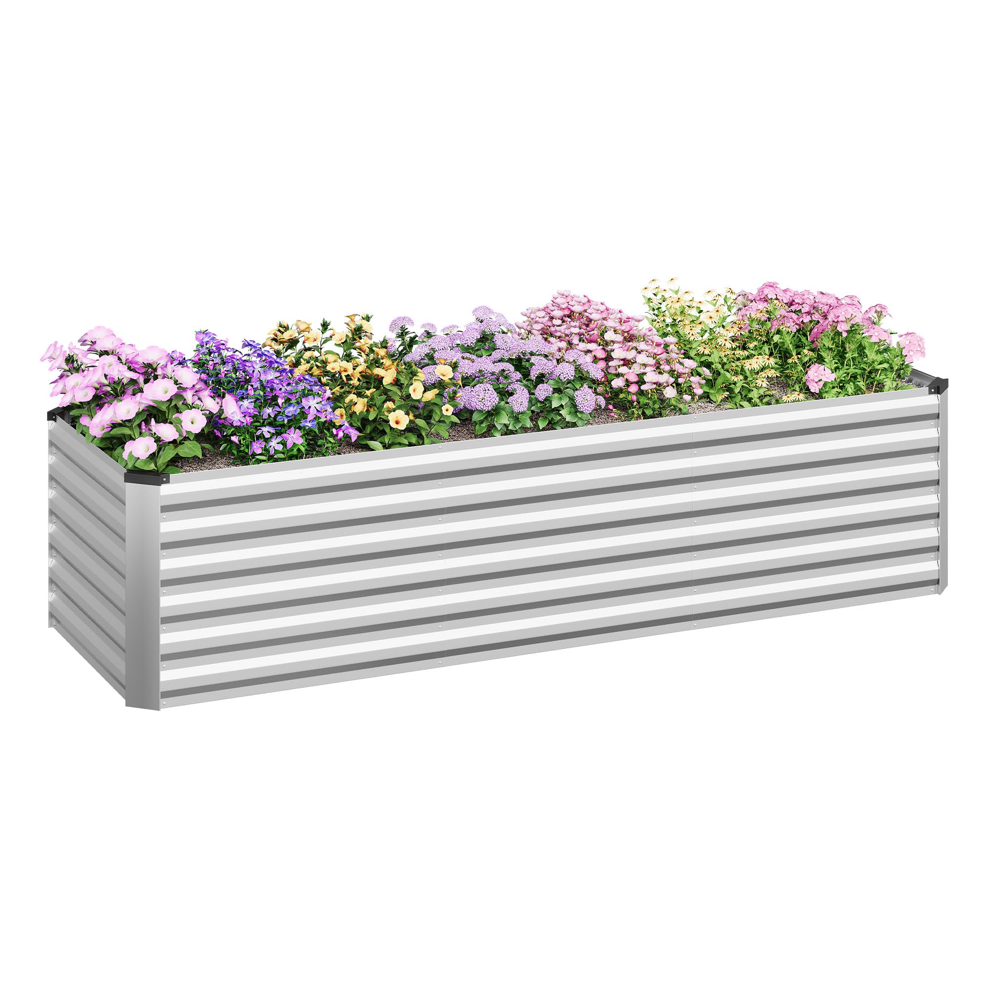 WOLTU Potager Surélevé en Métal, Bac Potager Extérieur 238x80x56cm, Jardinière Rectangulaire en Tôle Galvanisée, pour Légumes, Fleurs et Herbes, pour Jardin, Balcon et Terrasse, en Argenté