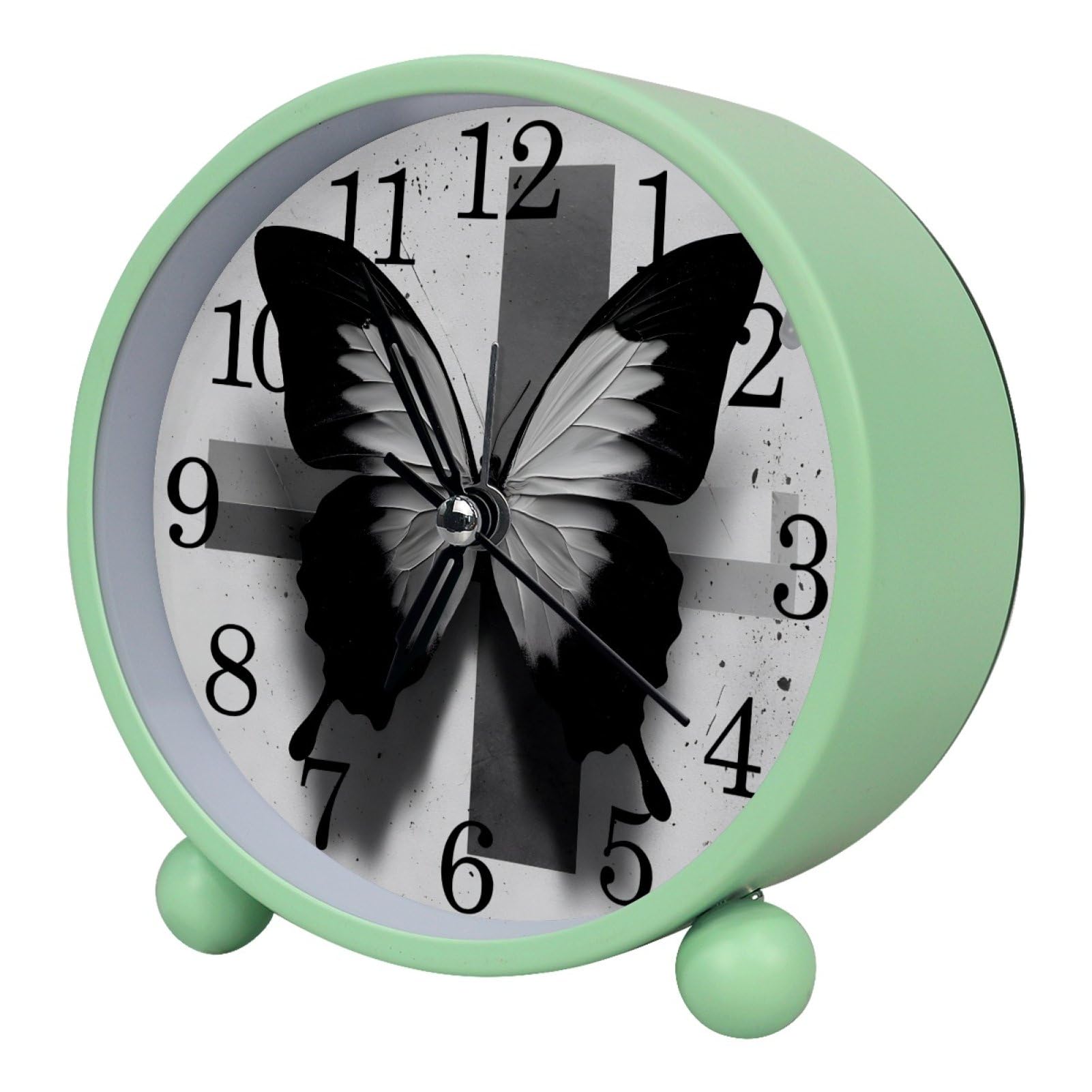 etoenbrc Butterfly 10.9" Alarm Clock,Small Battery Operated Clock, Slient Plastic Table Clock for Living Room Decor,Bedroom,Office