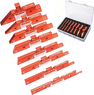 8-Piece Router Setup Bars, Precision Aluminum Positioning Blocks, for Router Table Saw Height Depth Angle Setting Measuring Tool With Storage Case (Each Setup Bars has Different Thickness)