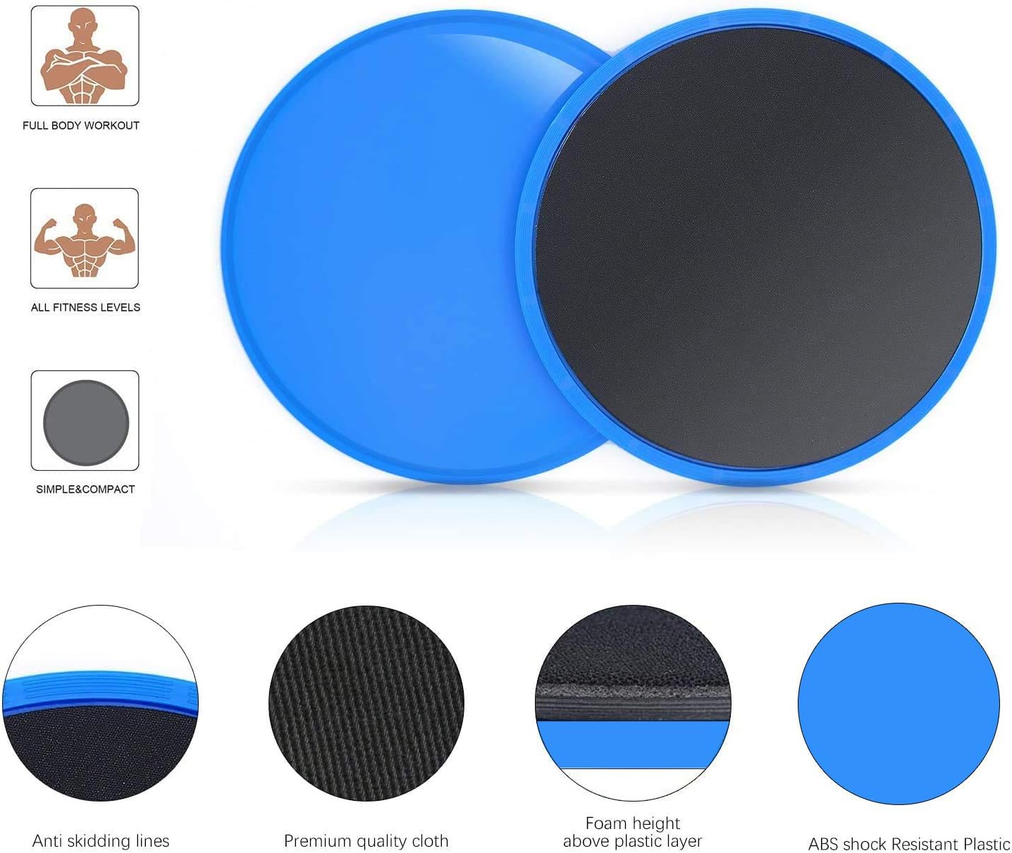 OKELA Exercise Core Sliders, 2 Pack Sport Dual Sided Gliding Discs Use on All Surfaces,Abdominal Exercise Equipment,Home Fitness Equipment, Perfect for Abdominal&Core Workouts