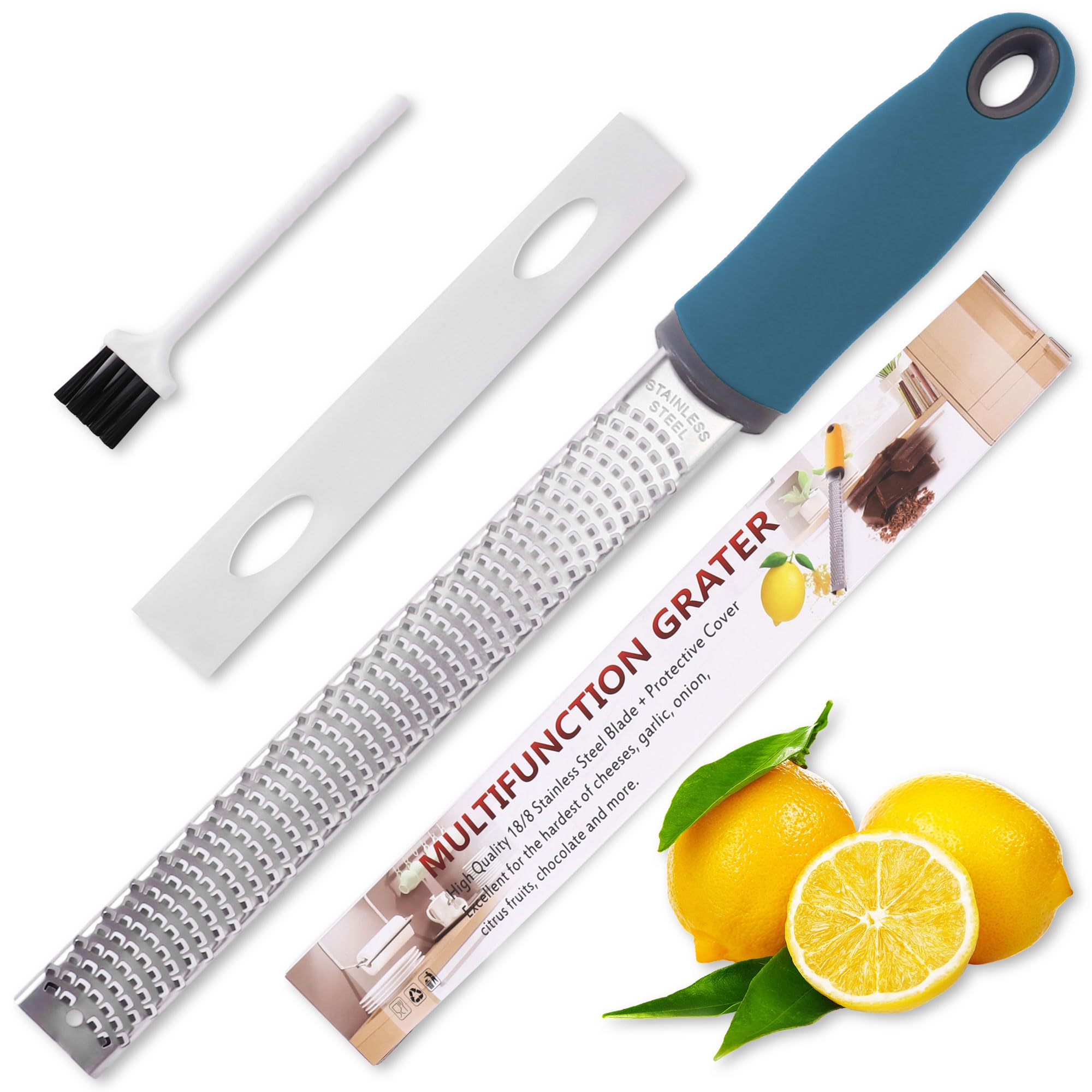 Lemon Zester Grater, Citrus Zester Grater with Handle, Kitchen Gadgets for Cheese, Lemon, Chocolate, Nutmeg, Ginger, Fruit, Vegetable, Stainless Steel Micro Cheese Grate, Dishwasher Safe(Narrow)