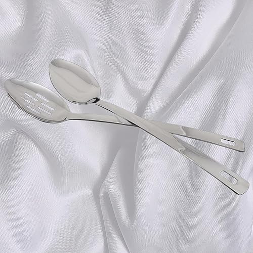 Miniatura 5 de Cuchara de servir de acero inoxidable de mango largo de 14.5 pulgadas, cucharas ranuradas, cuchara de cocina, cuchara de cocina (juego de 2)